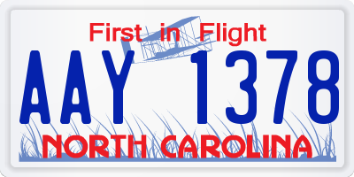 NC license plate AAY1378
