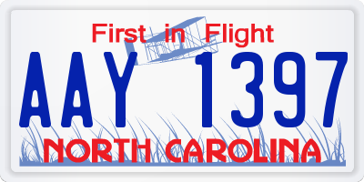 NC license plate AAY1397