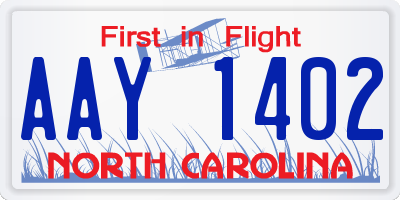 NC license plate AAY1402