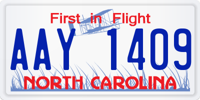 NC license plate AAY1409