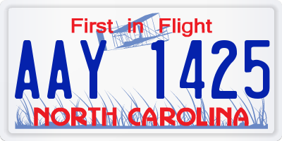 NC license plate AAY1425