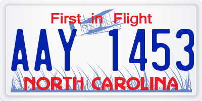 NC license plate AAY1453