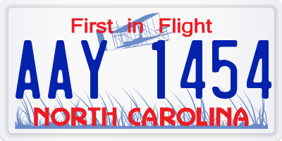 NC license plate AAY1454
