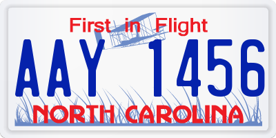 NC license plate AAY1456