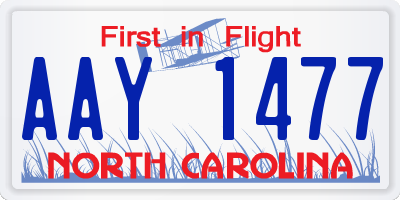 NC license plate AAY1477