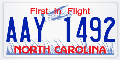 NC license plate AAY1492