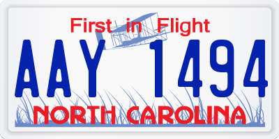 NC license plate AAY1494
