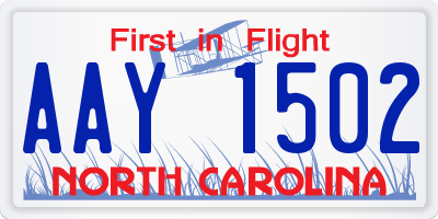 NC license plate AAY1502