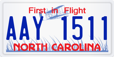 NC license plate AAY1511