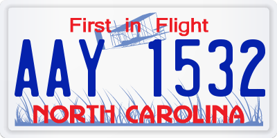 NC license plate AAY1532