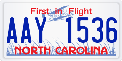 NC license plate AAY1536