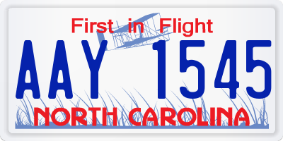 NC license plate AAY1545