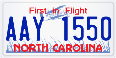 NC license plate AAY1550