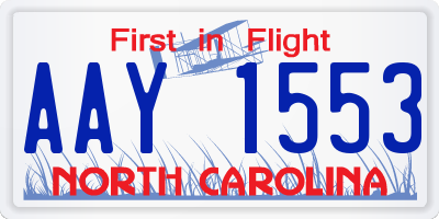 NC license plate AAY1553