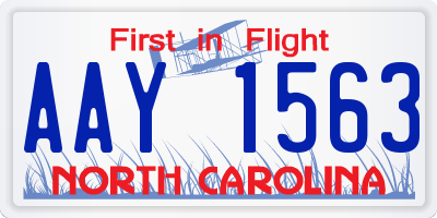 NC license plate AAY1563