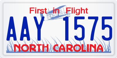 NC license plate AAY1575