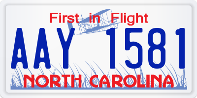 NC license plate AAY1581