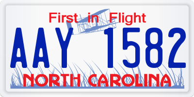 NC license plate AAY1582