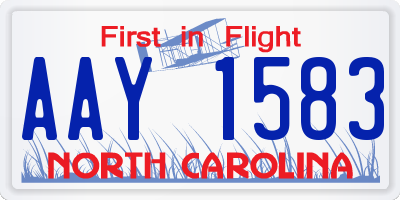 NC license plate AAY1583