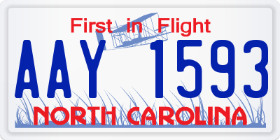 NC license plate AAY1593