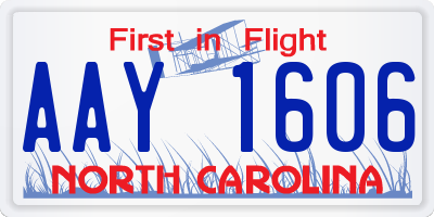 NC license plate AAY1606