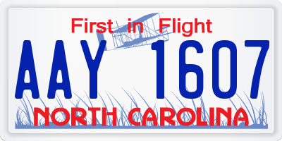 NC license plate AAY1607