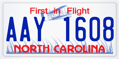 NC license plate AAY1608