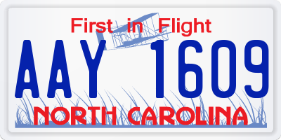 NC license plate AAY1609