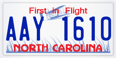NC license plate AAY1610