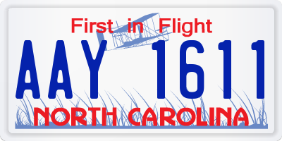 NC license plate AAY1611