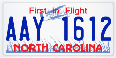 NC license plate AAY1612