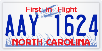 NC license plate AAY1624