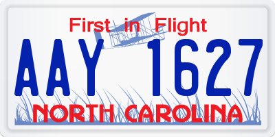 NC license plate AAY1627