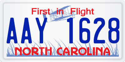 NC license plate AAY1628