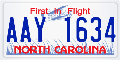 NC license plate AAY1634