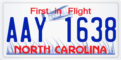 NC license plate AAY1638
