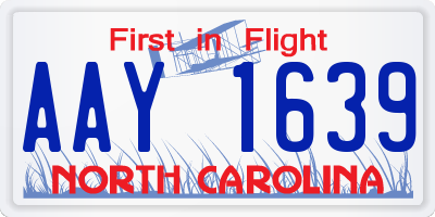 NC license plate AAY1639