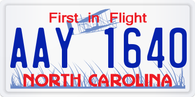 NC license plate AAY1640
