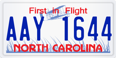 NC license plate AAY1644