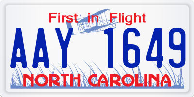 NC license plate AAY1649