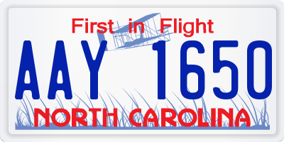 NC license plate AAY1650