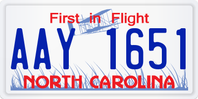 NC license plate AAY1651
