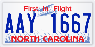 NC license plate AAY1667