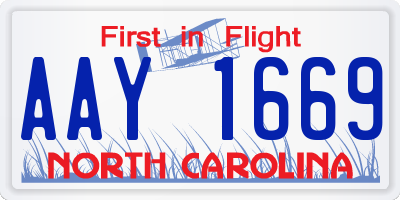 NC license plate AAY1669