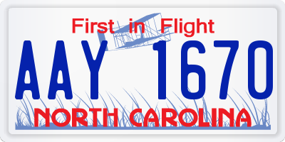 NC license plate AAY1670