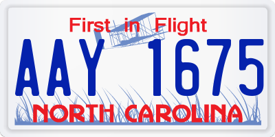 NC license plate AAY1675