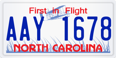 NC license plate AAY1678