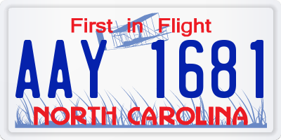 NC license plate AAY1681