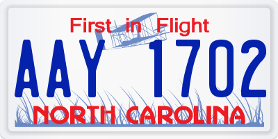 NC license plate AAY1702