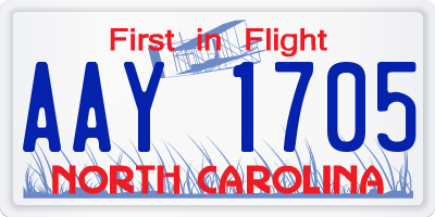 NC license plate AAY1705